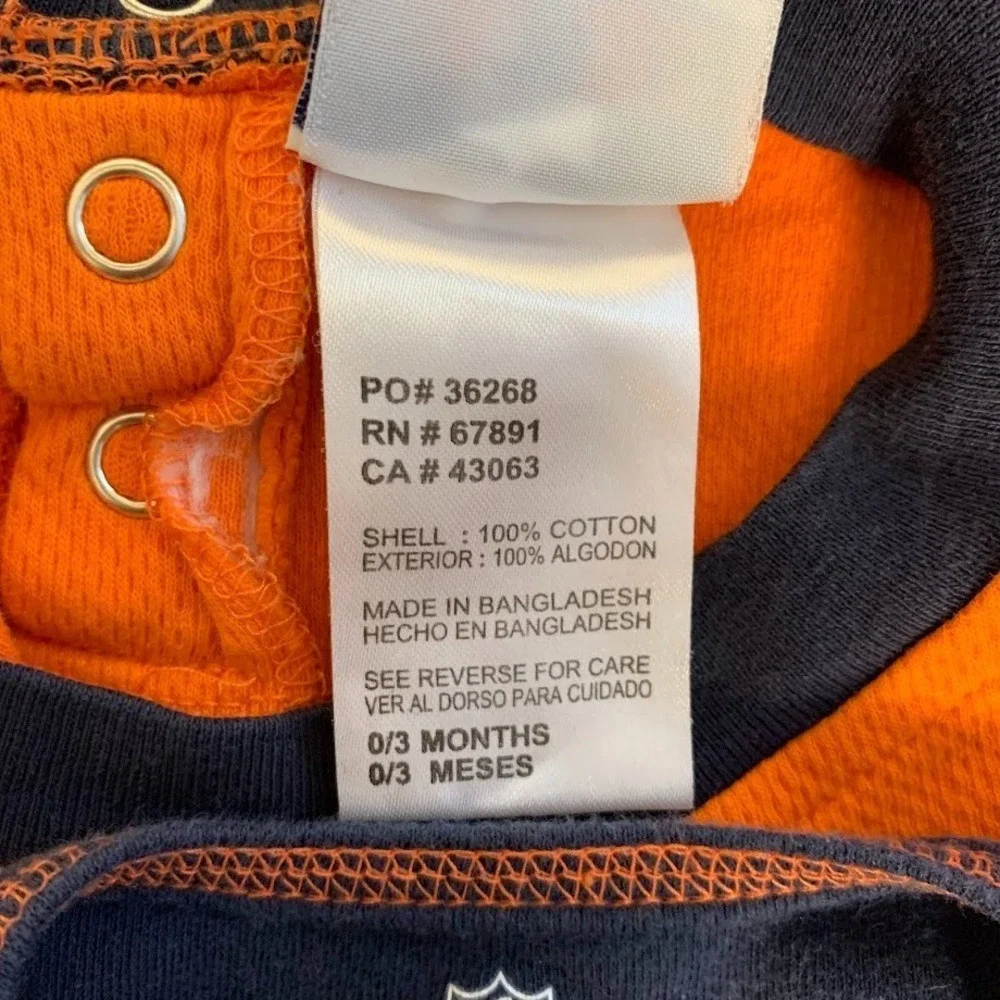 NFL Chicago Bears One-Piece Bodysuit Lot of 2 Infant Baby‎ 0-3M